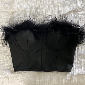 Black feather bustier top